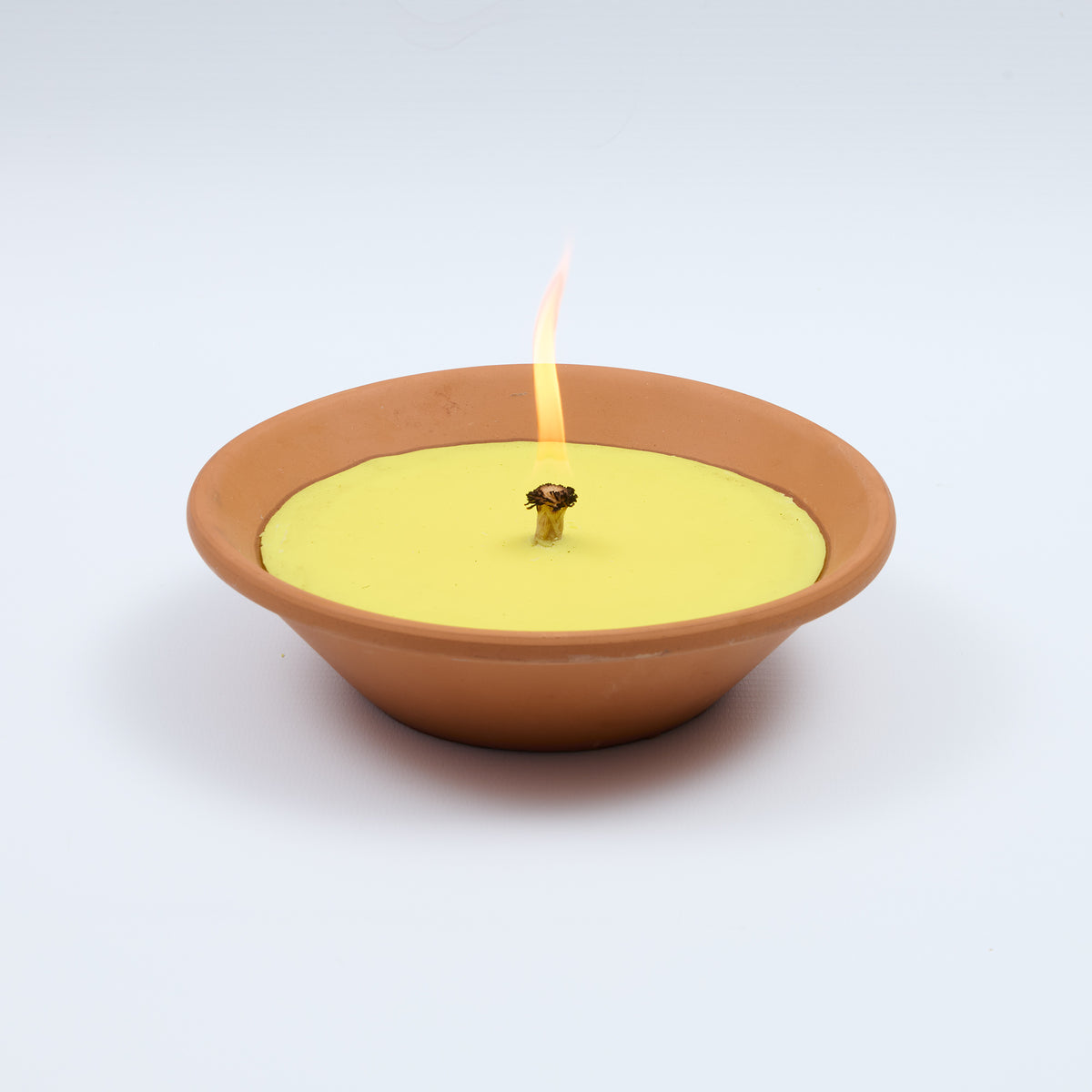 Gelbe Citronella Kerzenschale für den Tripod-Ständer aus Bambus