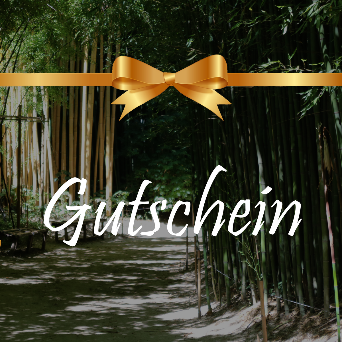 Geschenkgutschein mit goldener Schleife und Schriftzug „Gutschein“