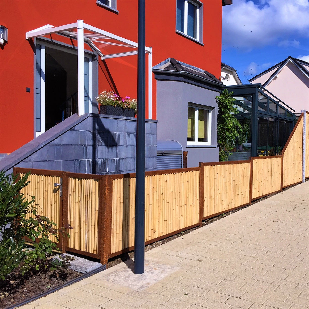 Modul5/classic - Cortenstahl Mittelpfosten für Zaunfeld | Edelrost